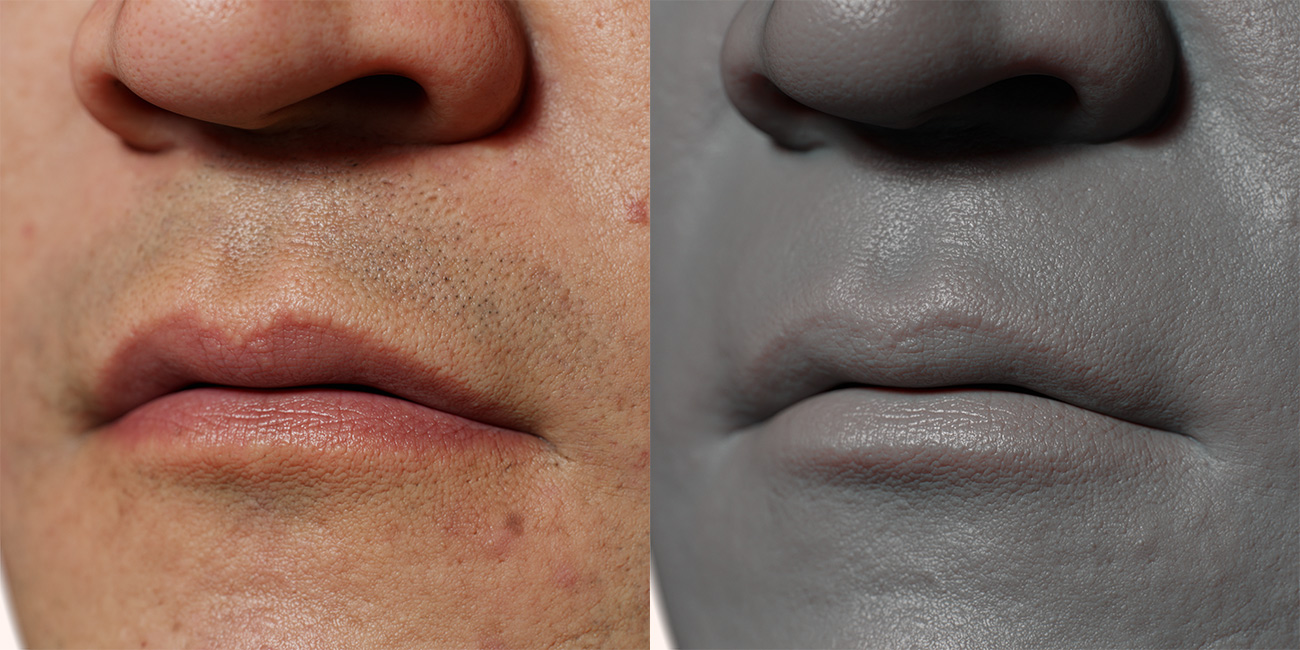 Male head scan skin pore details 